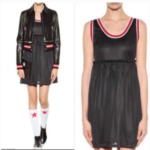 GIVENCHY  Red & White Striped Mesh Dress